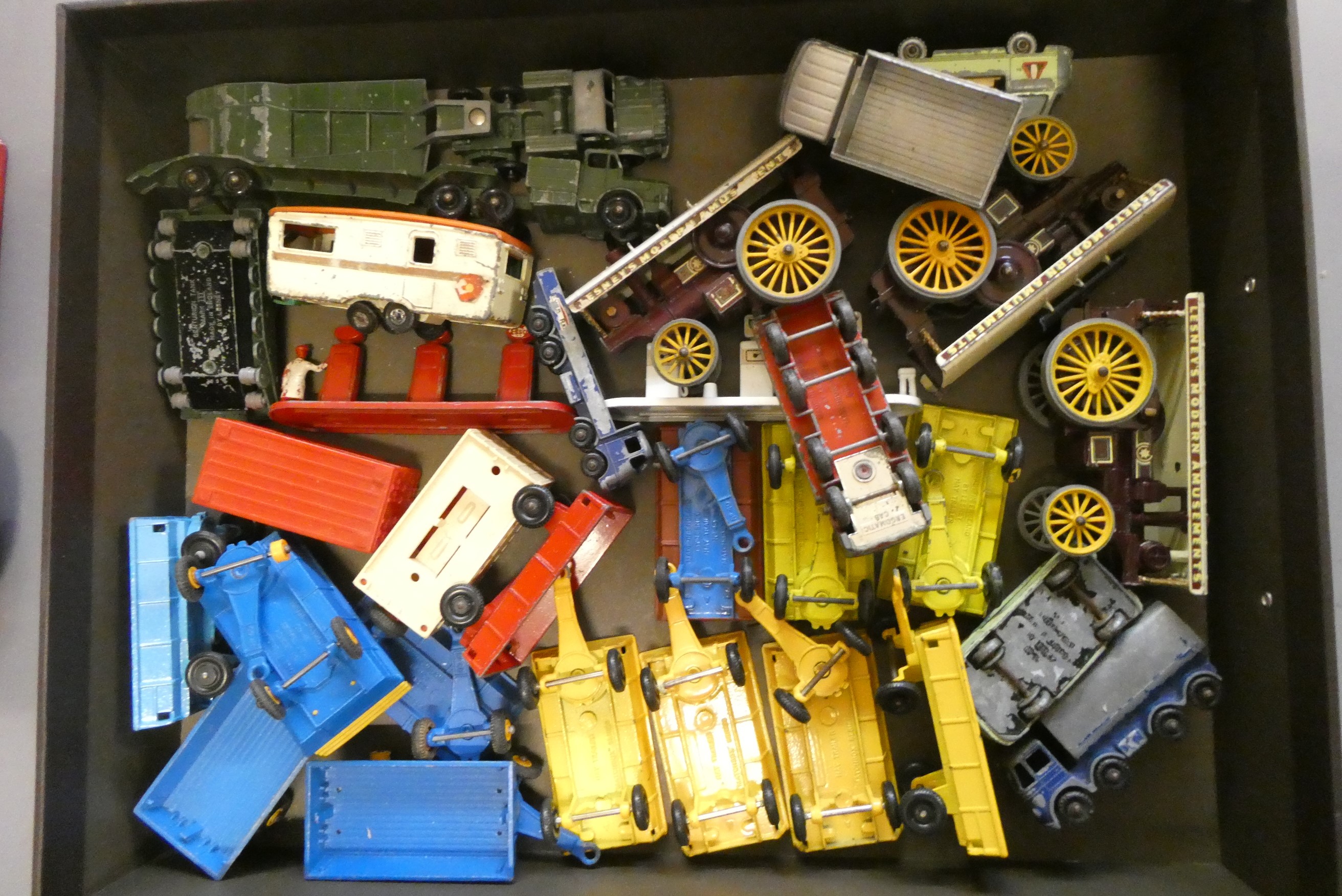 Quantity of playworn Matchbox cars, most items have paint missing, overpainting or damage, poor Image