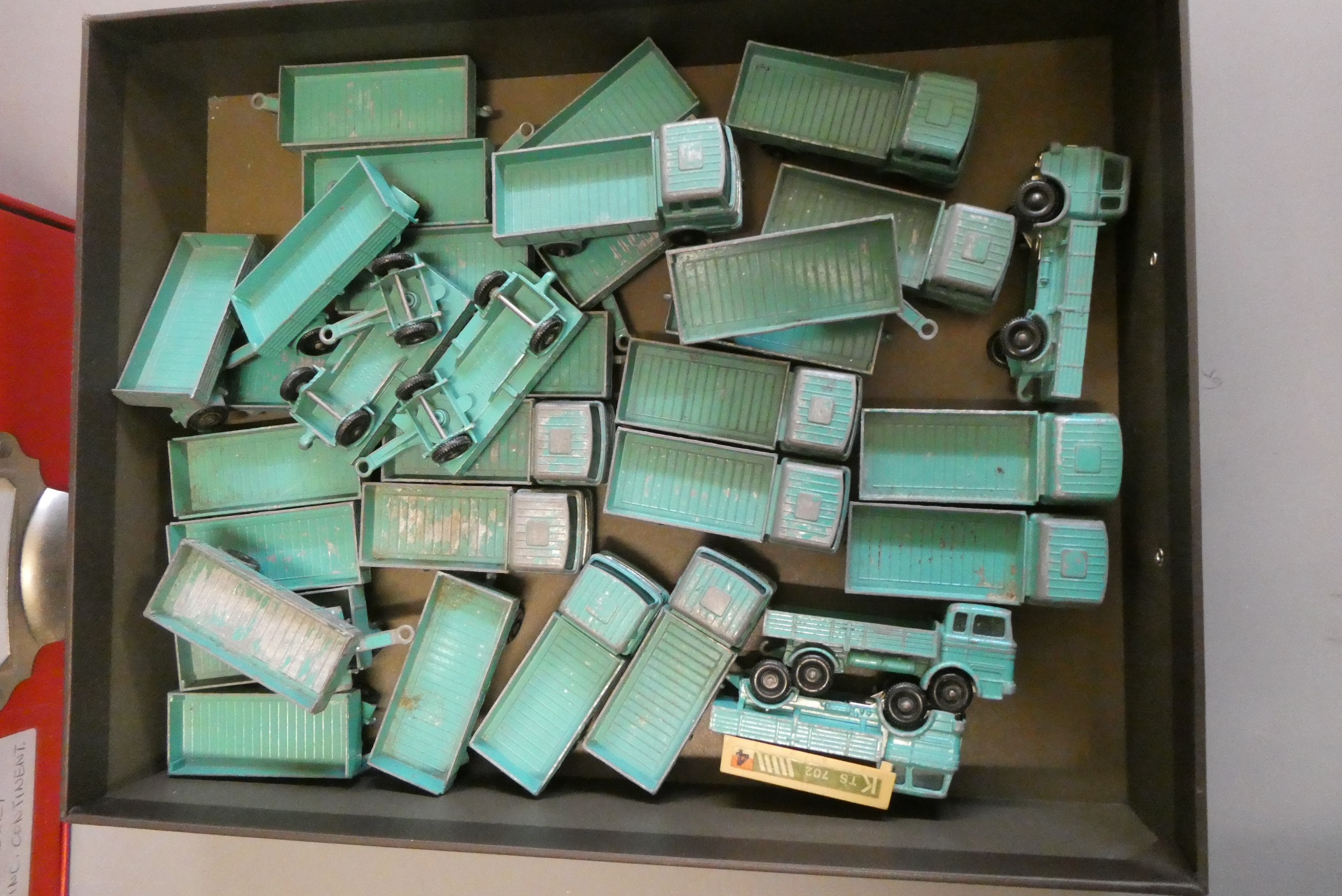 Quantity of playworn Matchbox cars, most items have paint missing, overpainting or damage, poor Image