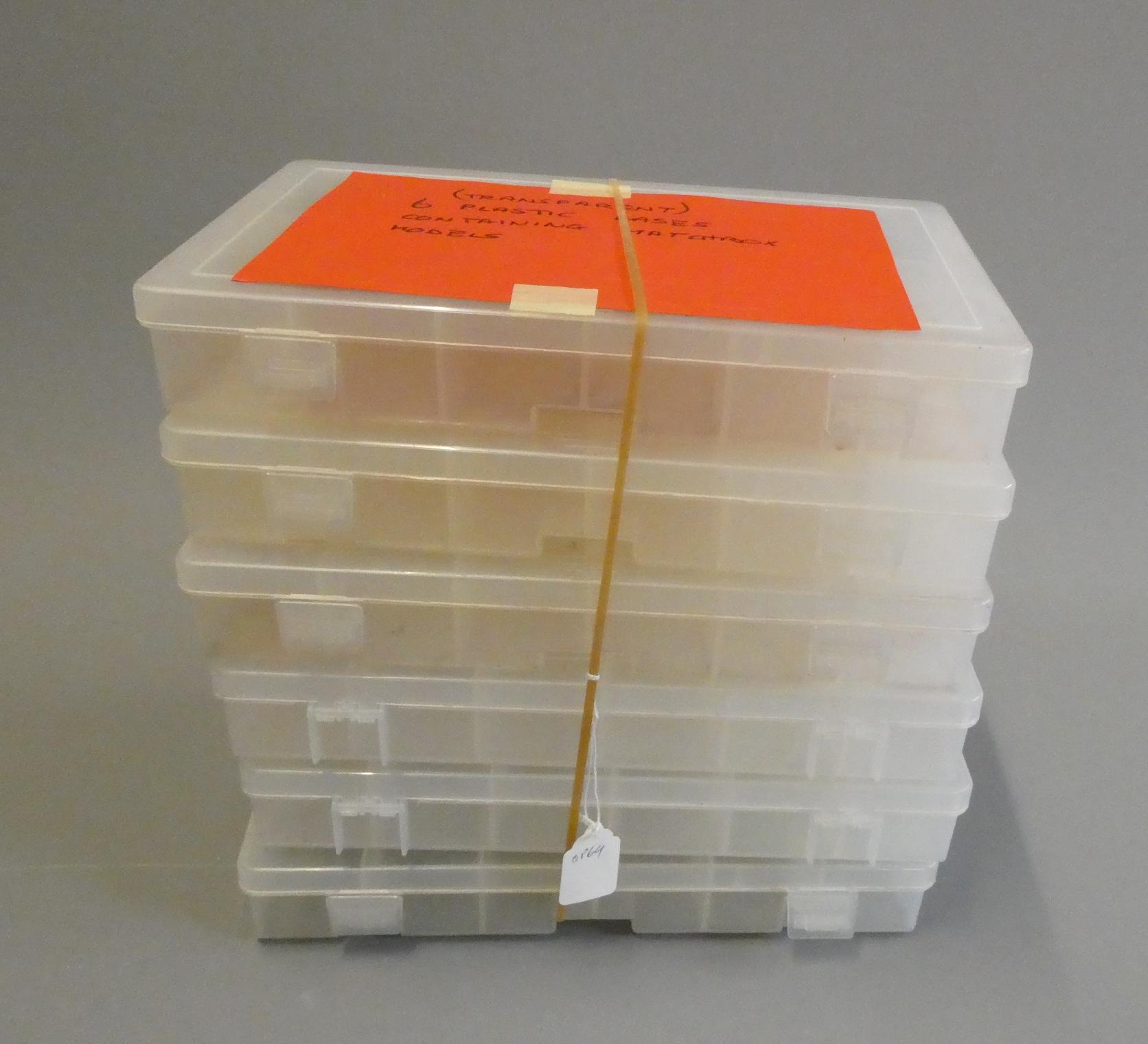 Six transparent storage cases suitable for small Matchbox or similar models (Est. plus 24% buyer's Image
