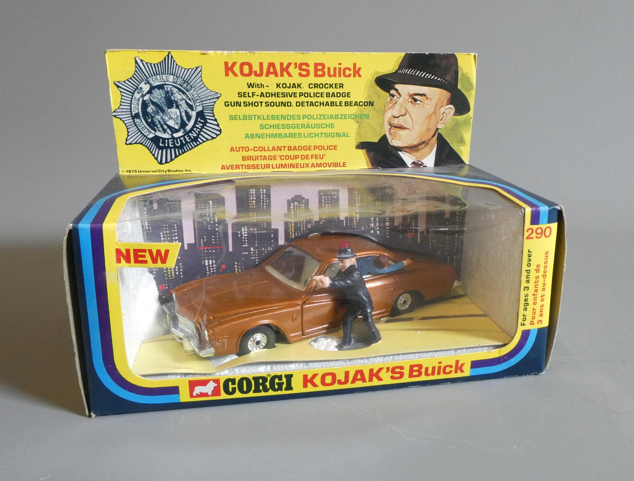 Corgi 290 Kojack's Buick in display box with figures. Box good+, models excellent (Est. plus 24% Image