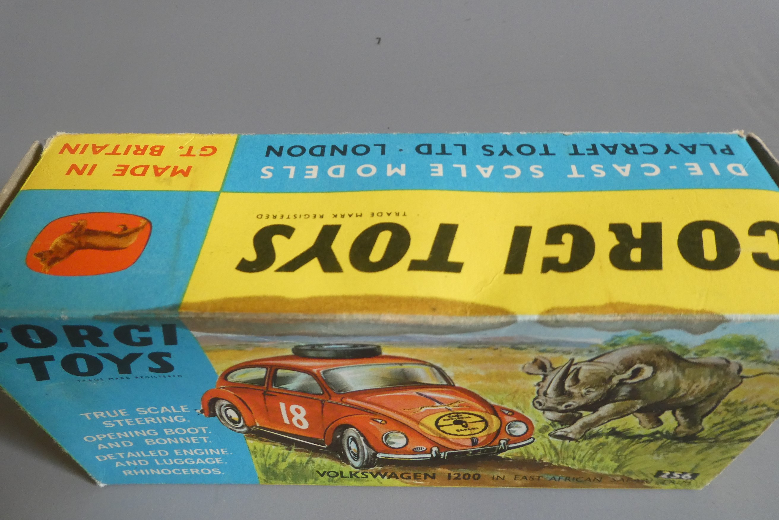 Corgi 256 VW 1200 Safari and Rhino, box is good but internal packing is missing, model good+ (Est. Image