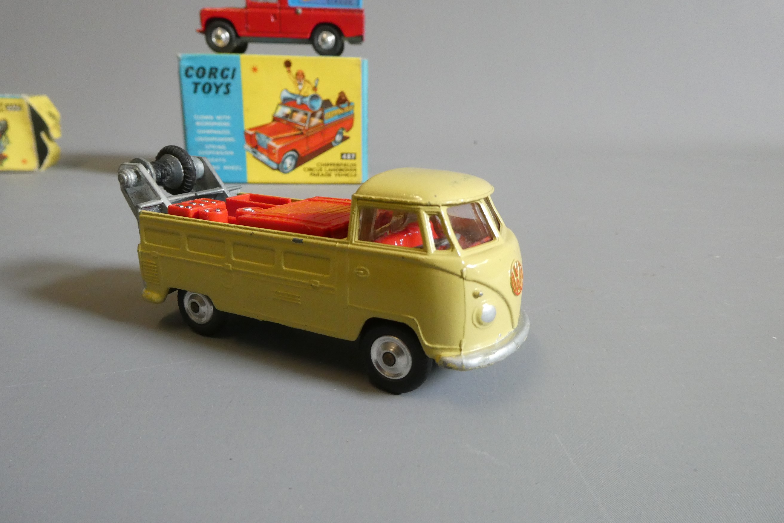 Corgi 487 Circus Land Rover with Clown and Chimp, box good+, model excellent and a 490 breakdown Image