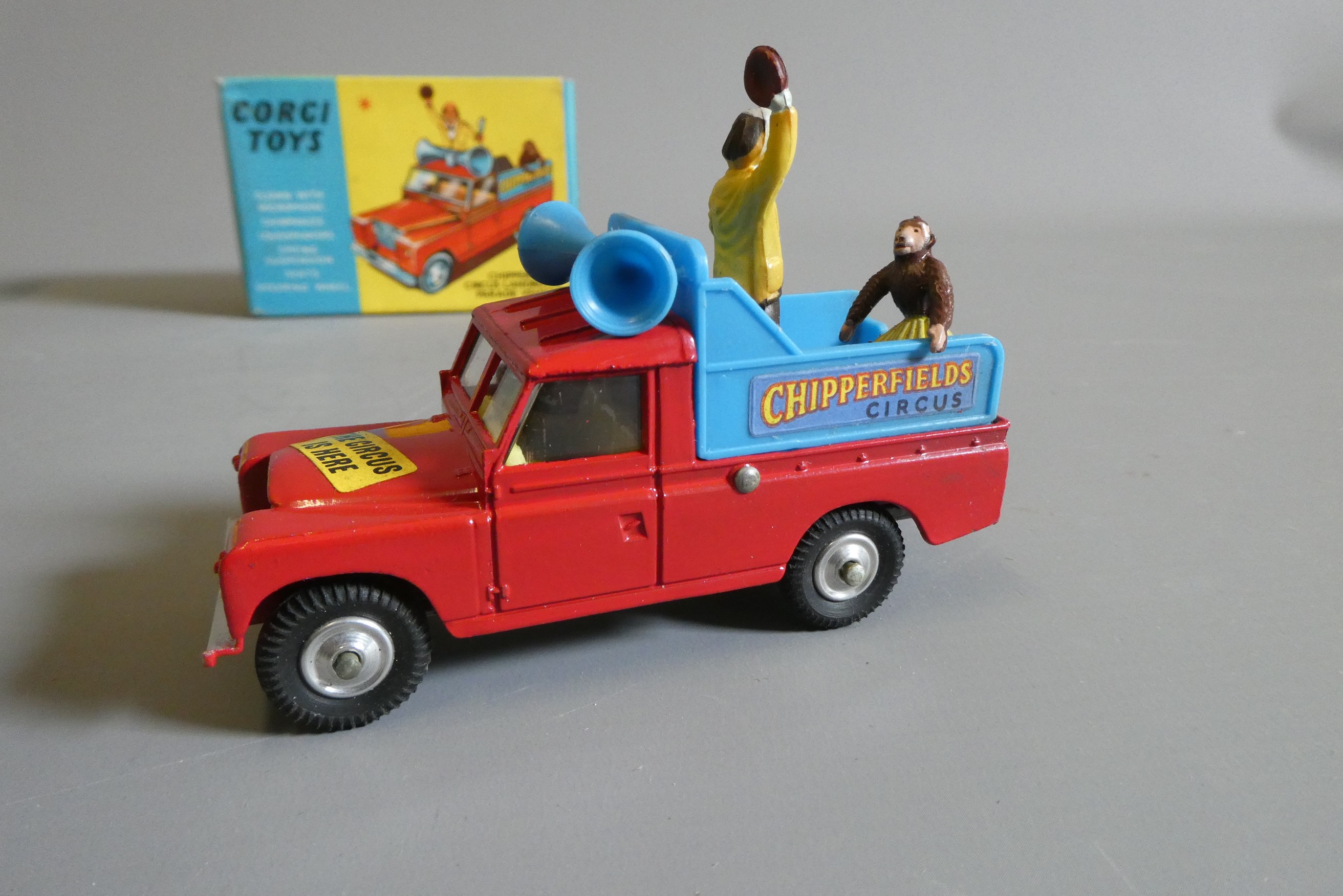 Corgi 487 Circus Land Rover with Clown and Chimp, box good+, model excellent and a 490 breakdown Image