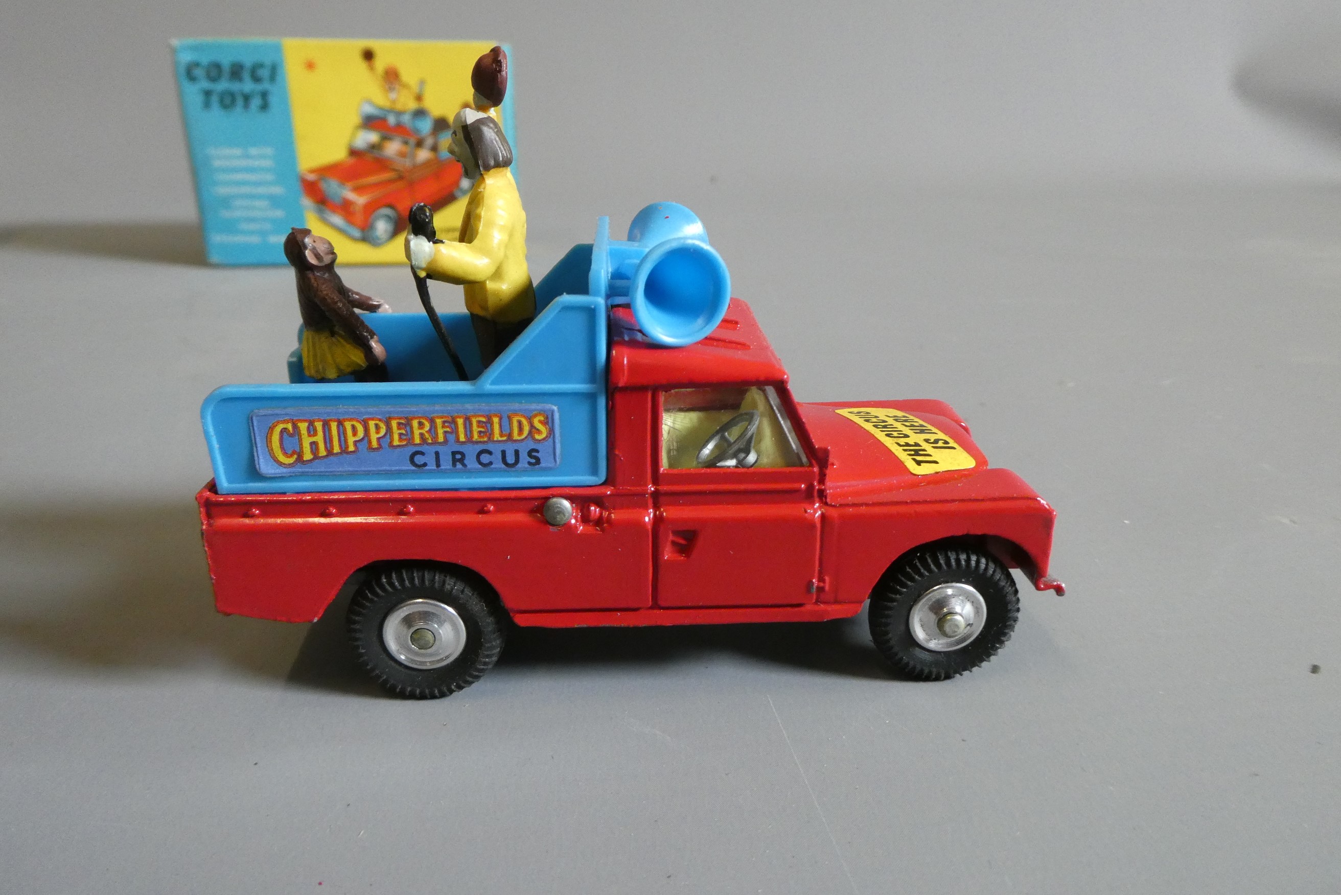 Corgi 487 Circus Land Rover with Clown and Chimp, box good+, model excellent and a 490 breakdown Image