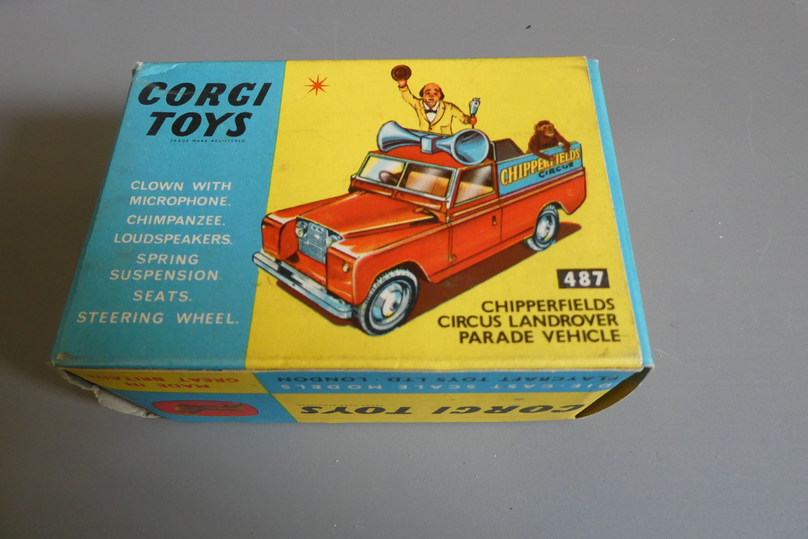 Corgi 487 Circus Land Rover with Clown and Chimp, box good+, model excellent and a 490 breakdown Image