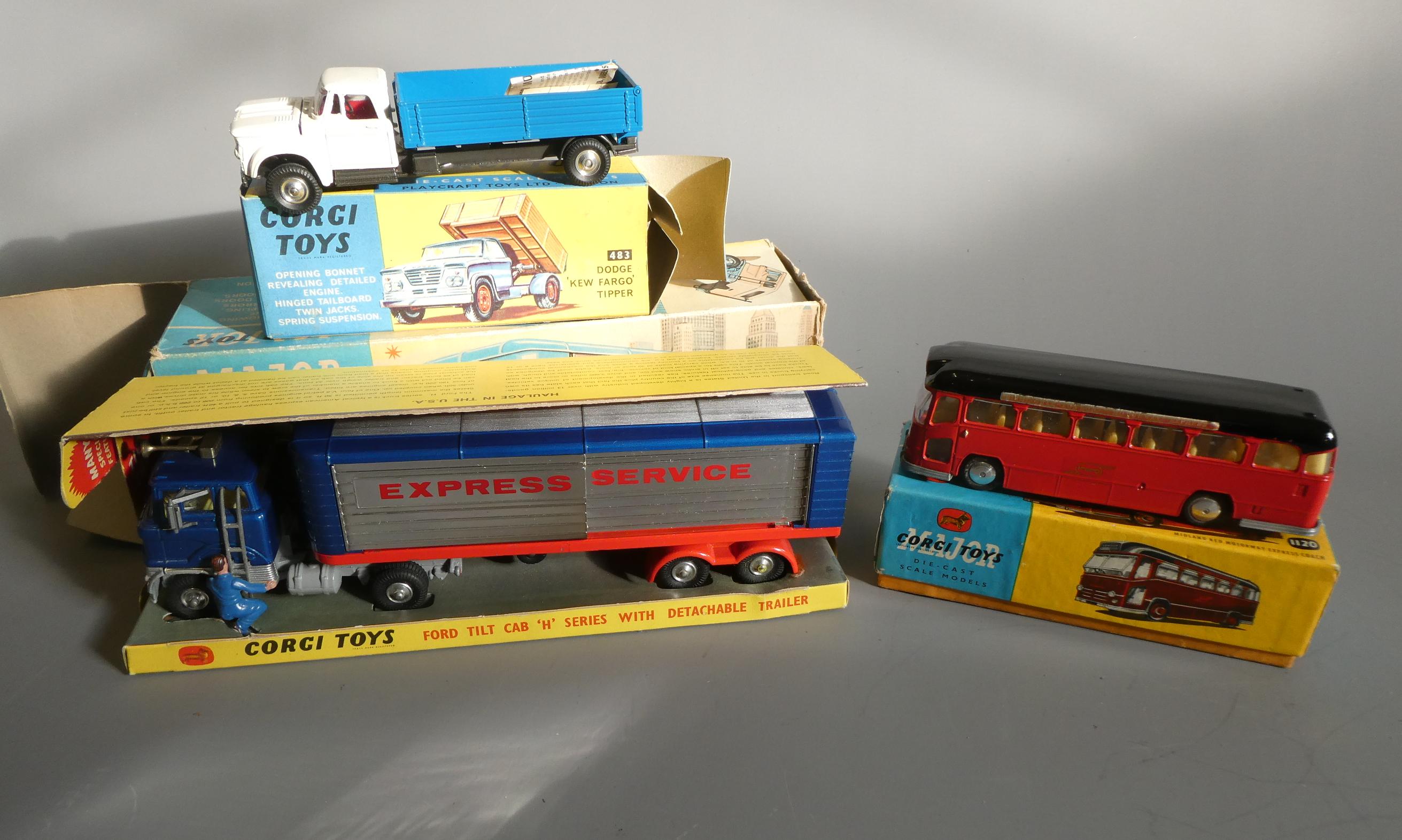 Four Corgi vehicles comprising 483 Dodge Fargo tipper Image