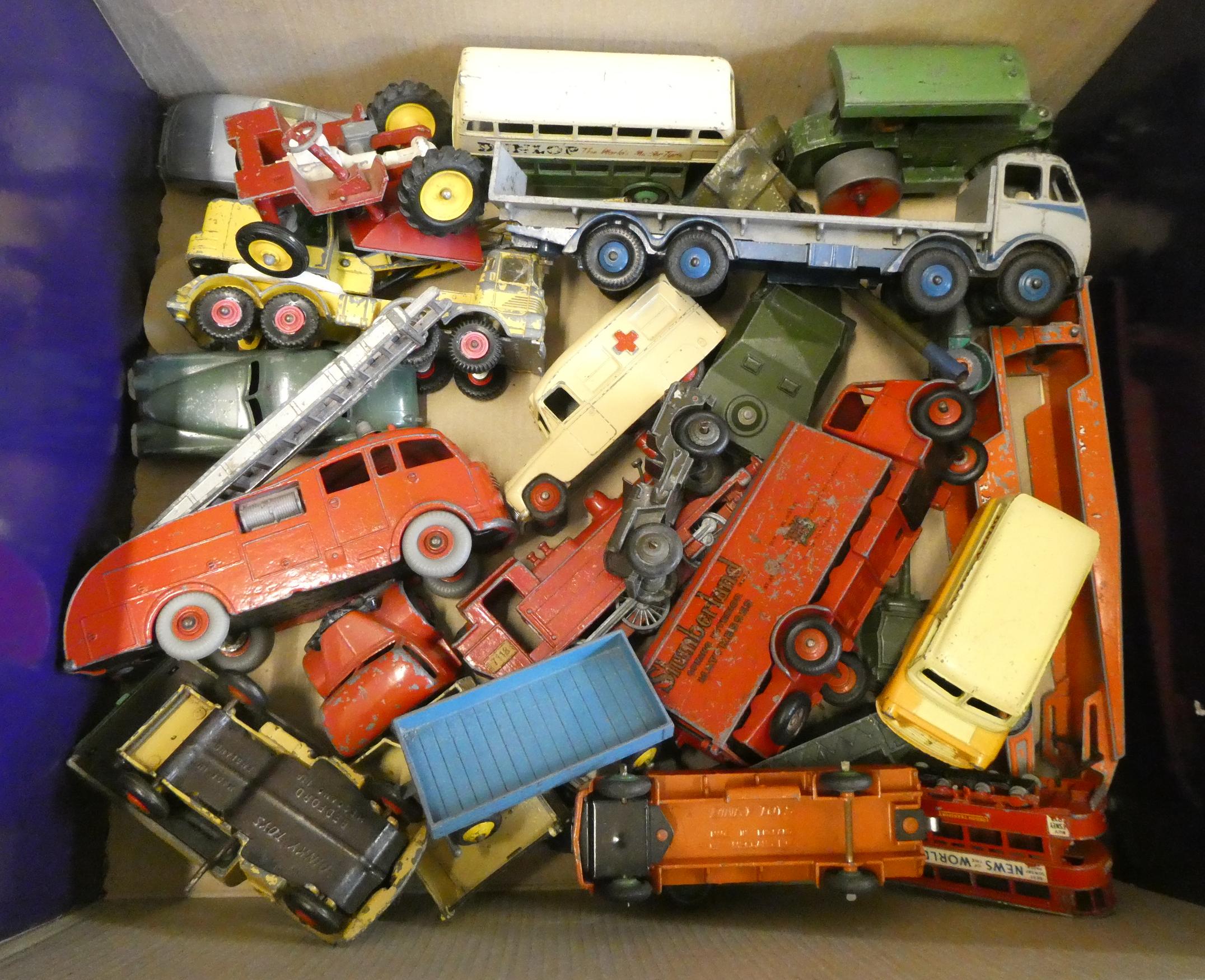 Unboxed diecast toys by Dinky and others including Foden flatbed, Bedford Dinky Toys delivery van Image