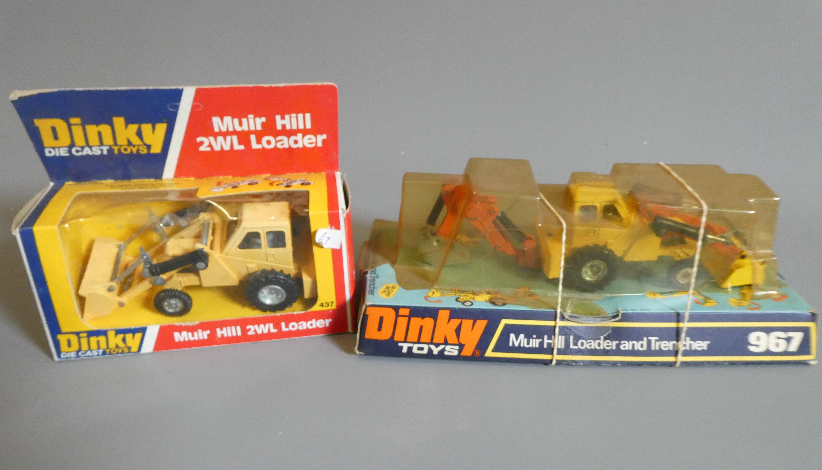 Dinky 967 Muir Hill Loader and trencher and 473 Muir Hill loader, in display boxes, boxes fair, Image