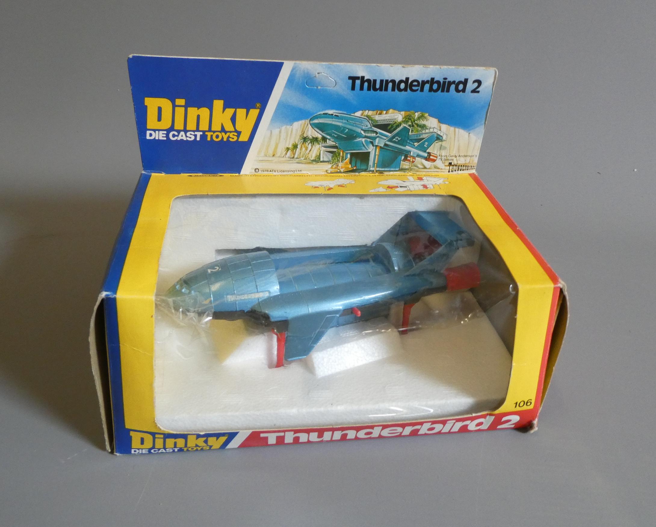 Dinky 106 Thunderbird 2 in display box with Thunderbird 4 load, box good, model excellent (Est. plus Image