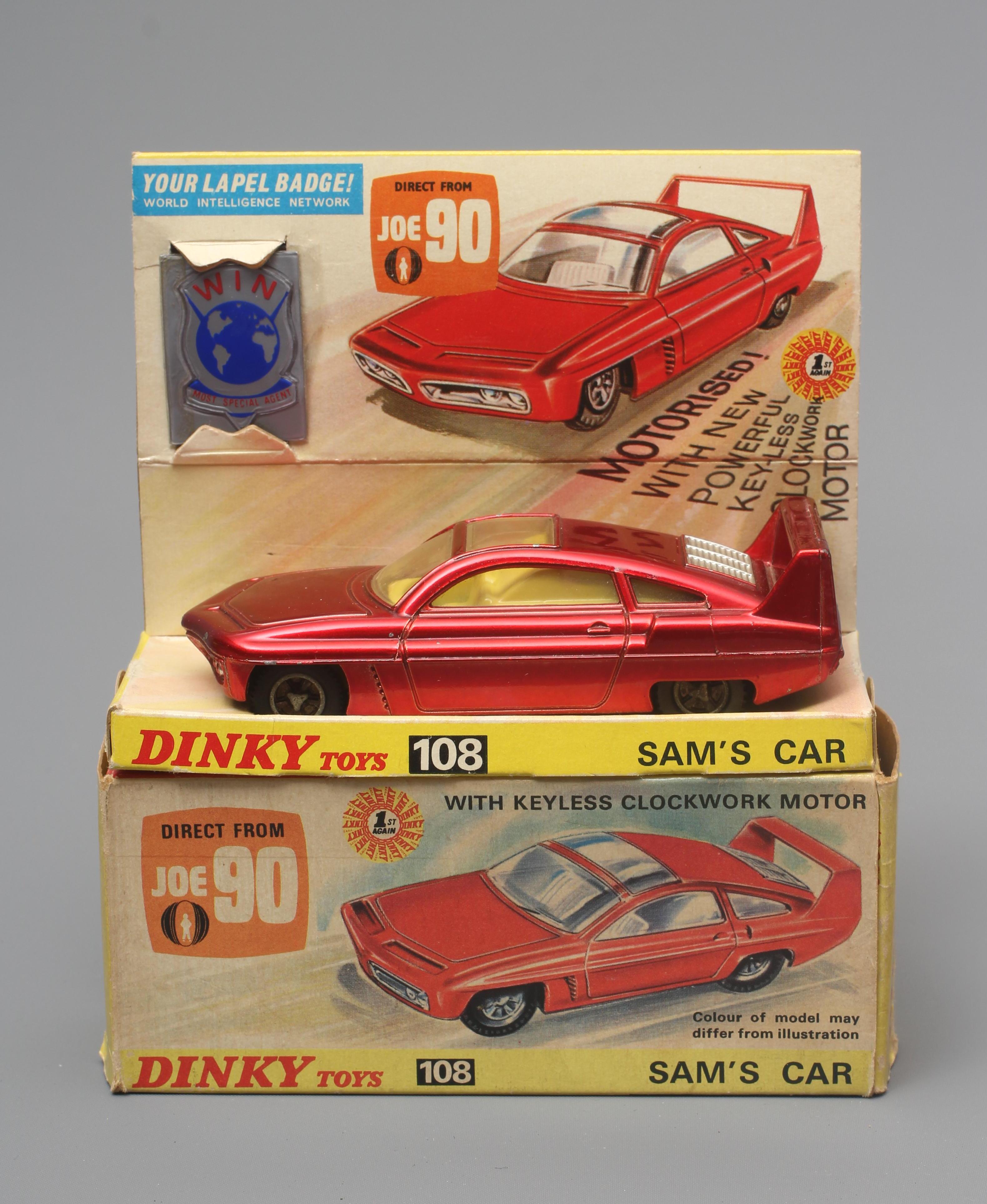 Dinky 108 Sam's Car finished in red with WIN badge (no instruction sheet), clockwork mechanism Image