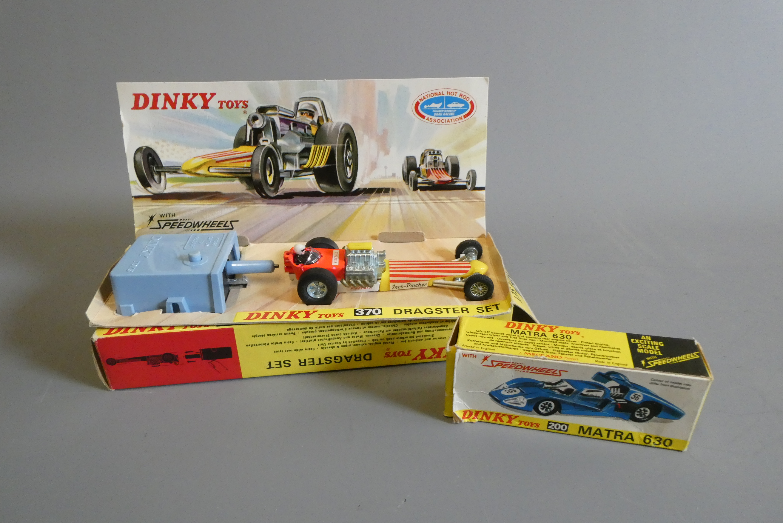 Dinky 370 Dragster and 200 Mantra 630, both items boxed, boxes fair/good, models good+ (Est. plus Image