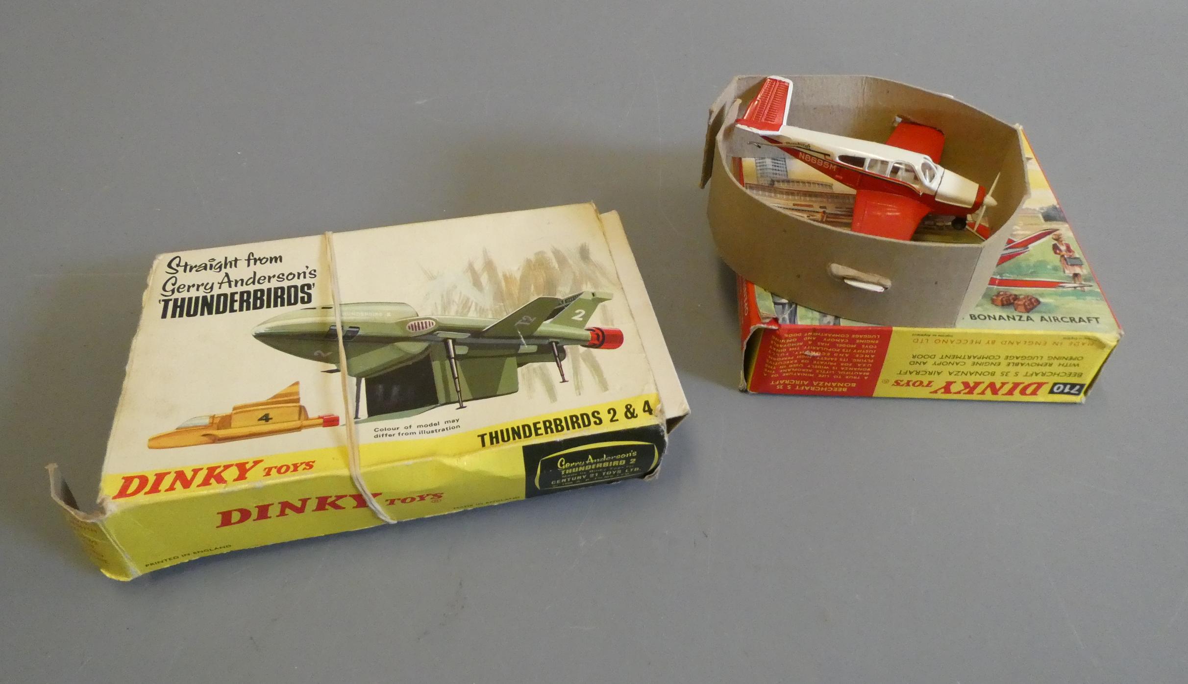 710 Beechcraft Bonanza, box and model good and Thunderbirds 2 & 4, box AF, model good (Est. plus 24% Image