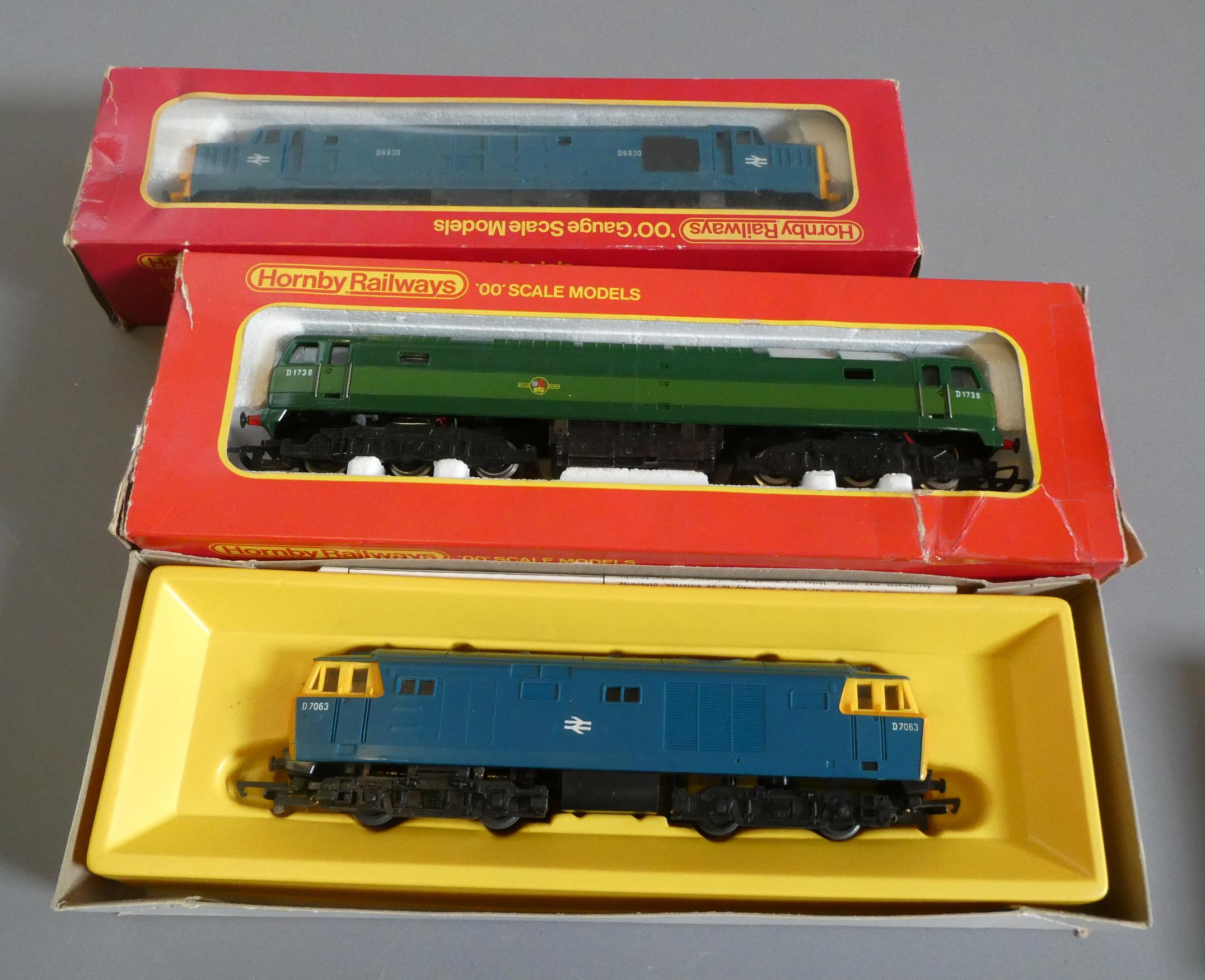 Three Hornby Margate locomotives comprising BR green type 4 diesel, BR blue Class 37 and BR blue Image