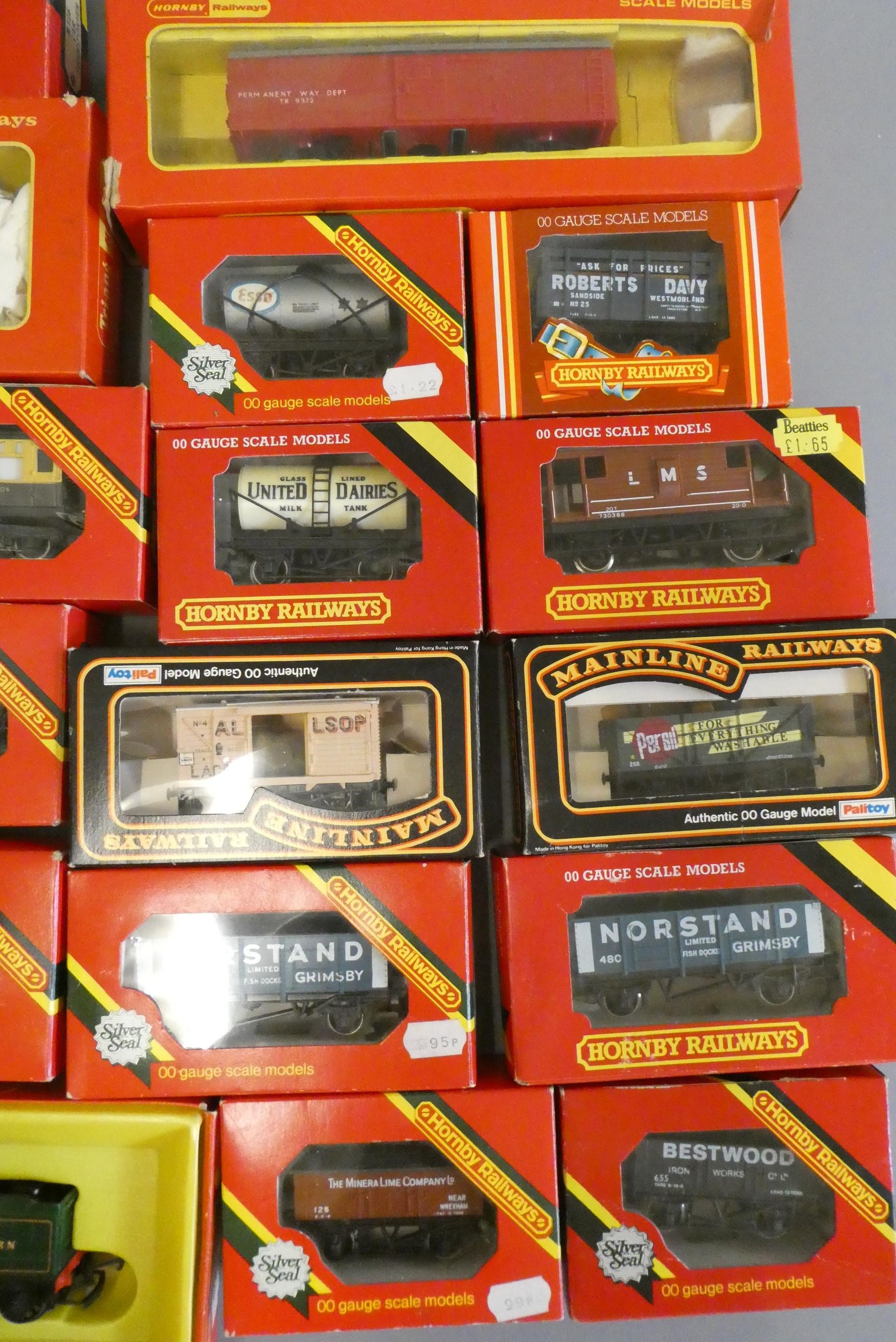 Hornby Margate locomotives and rolling stock comprising LMS Class 5, GWR Hall, twelve goods trucks Image