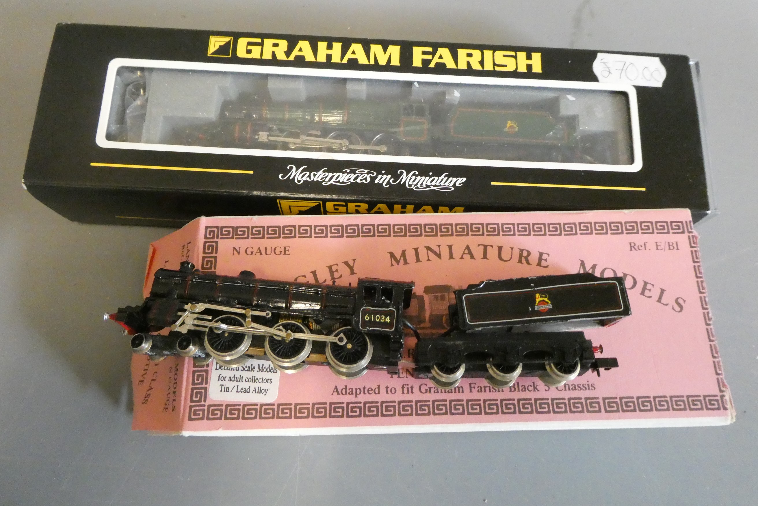 Eight kit built N-gauge model steam locomotives in kit boxes, most items in BR livery with propriety Image