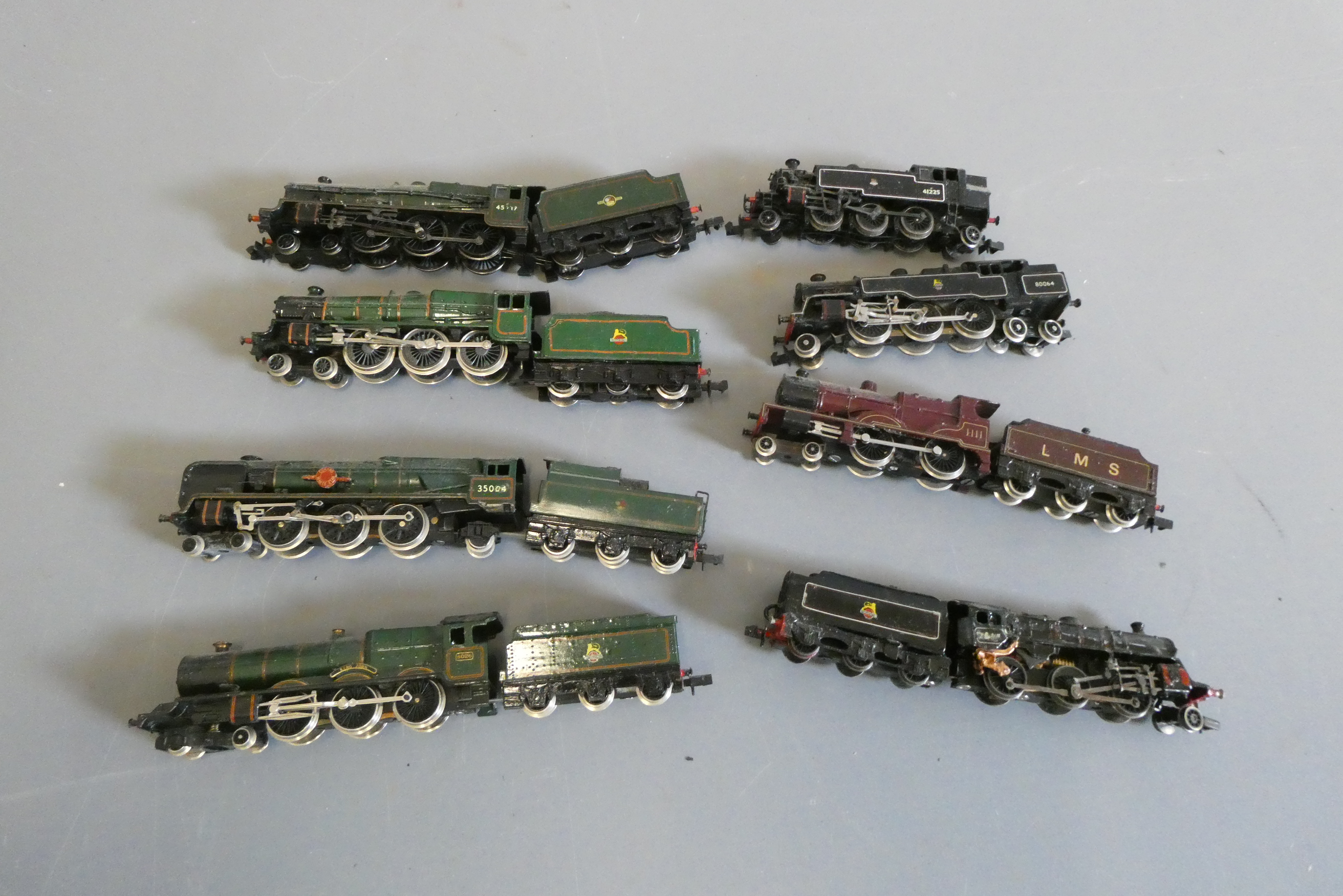 Seven kit built N-gauge model steam locomotives, most items in BR livery with propriety chassis Image