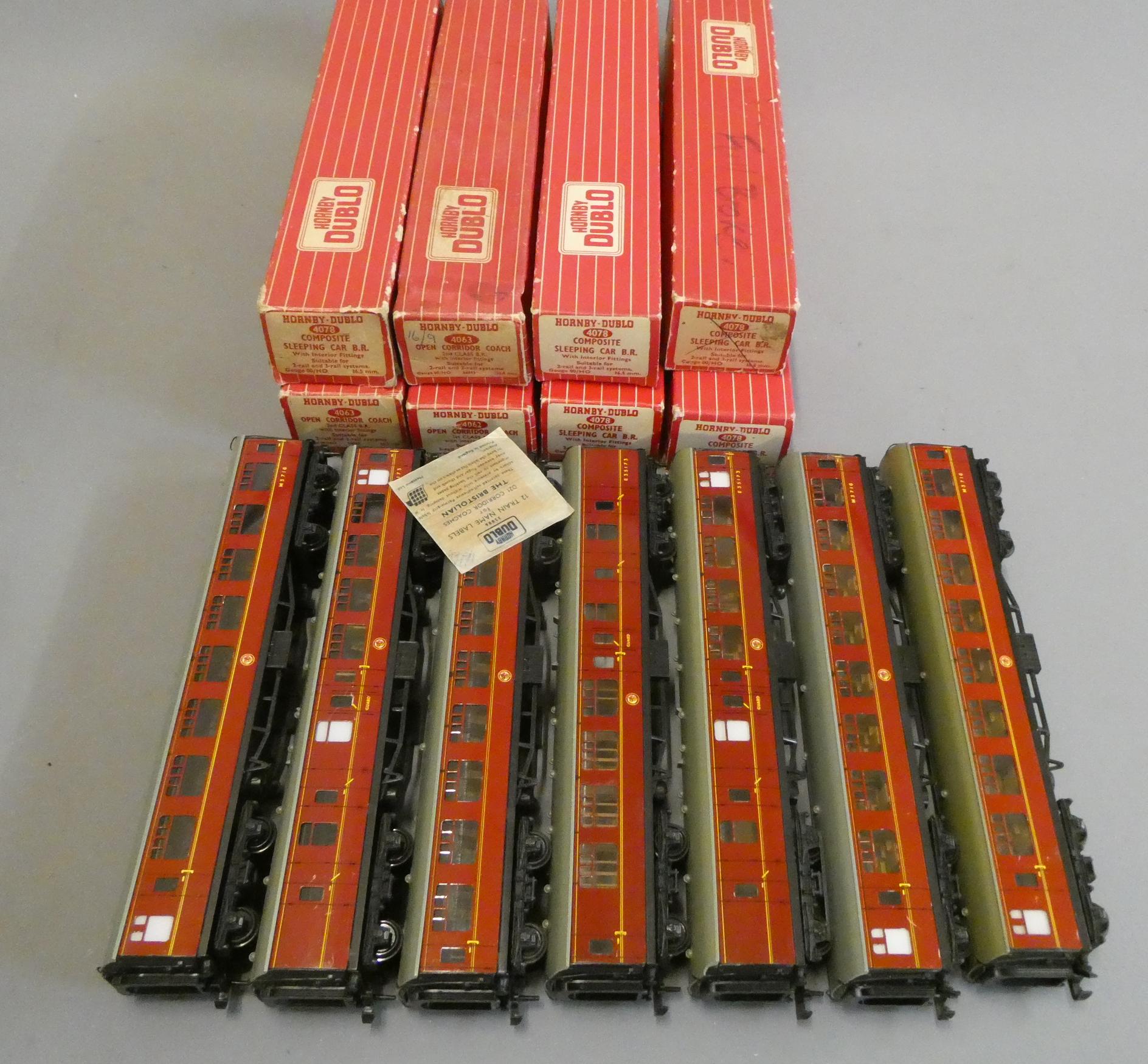 Fifteen Hornby Dublo BR Super Detail passenger coaches including sleeping cars, full brake and brake Image