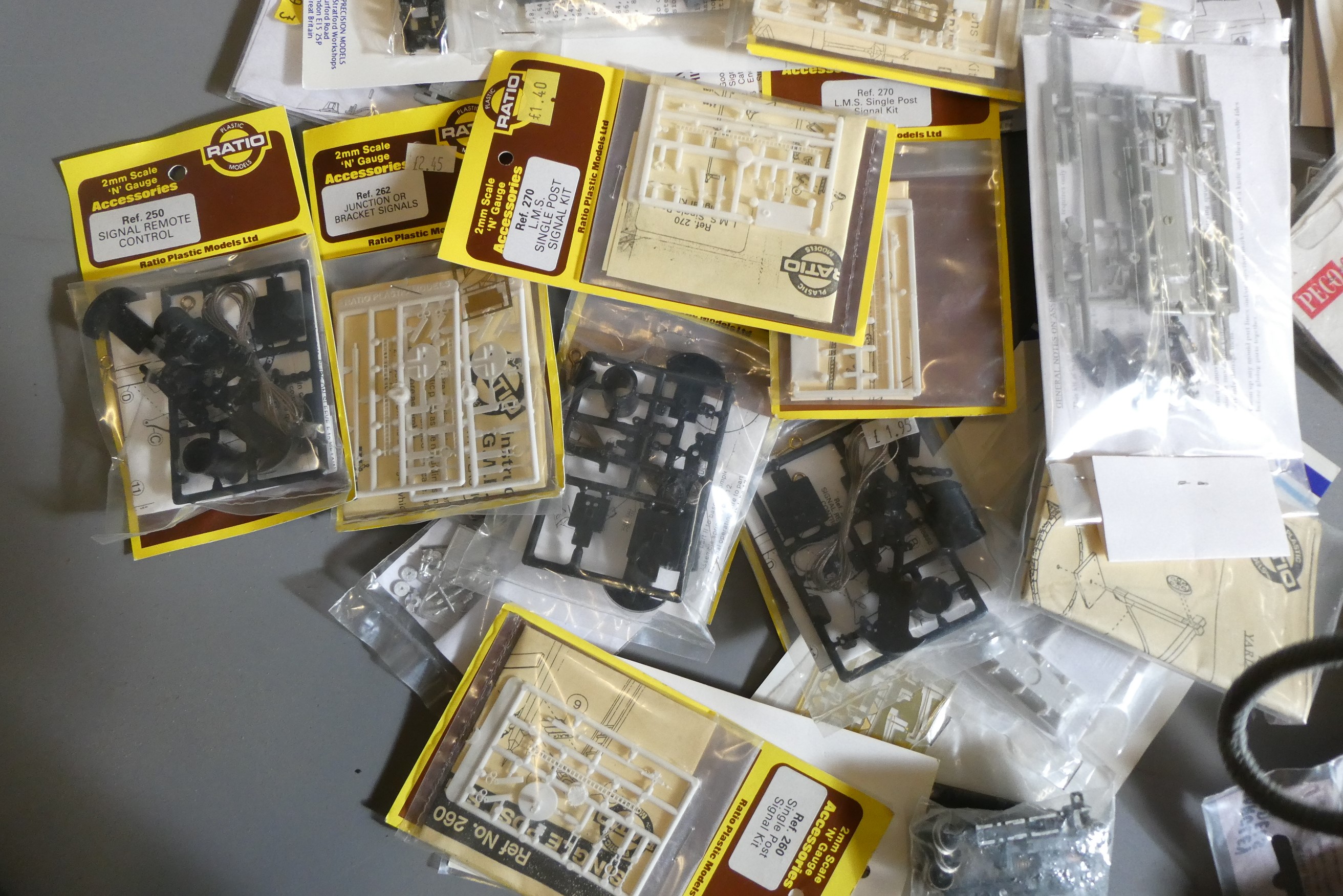 N gauge plastic kits including wagon, Beyer Garrett locomotive and lineside accessories, most items Image