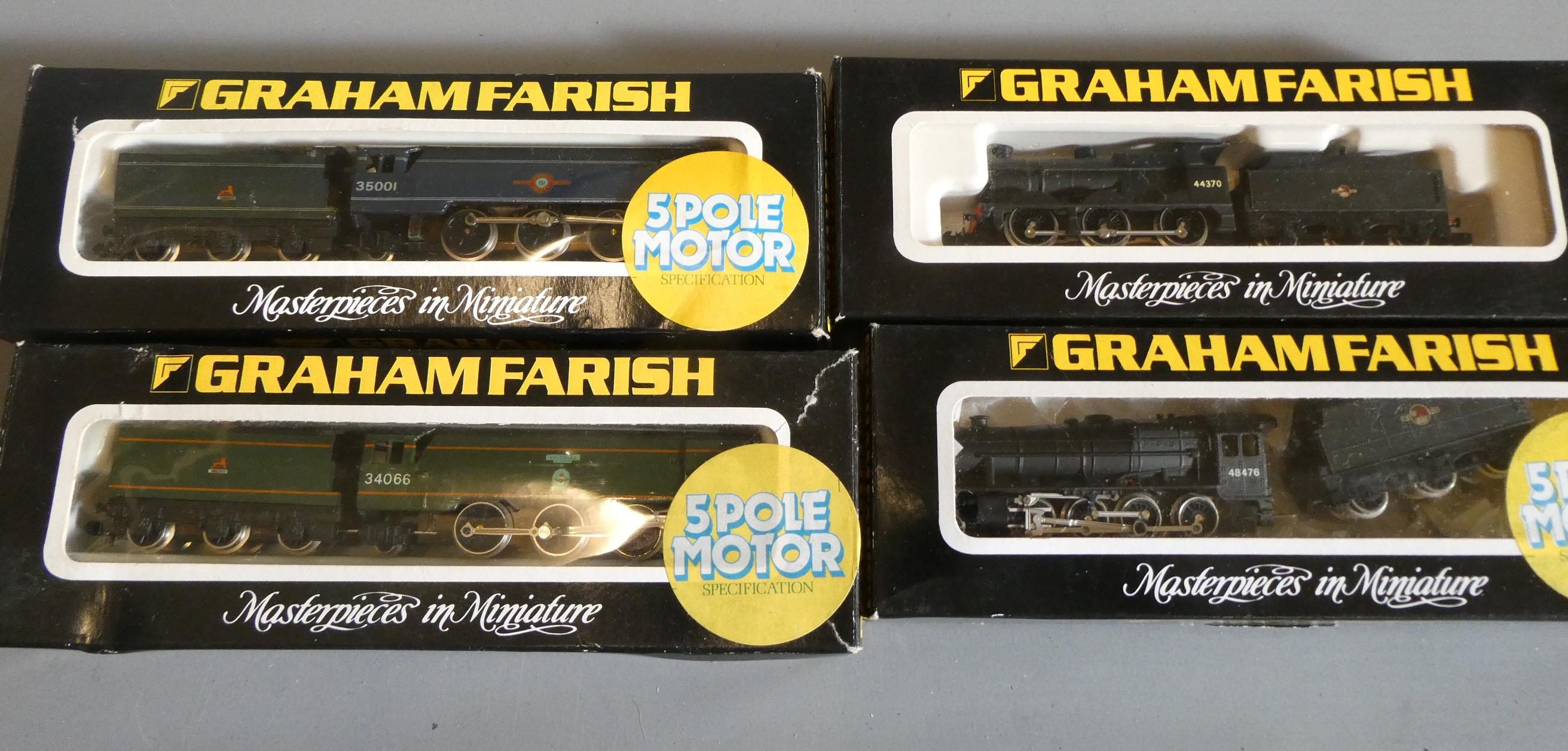 Four N gauge locomotives by Graham Farish comprising BR Green Battle of Britain Class locomotives Image