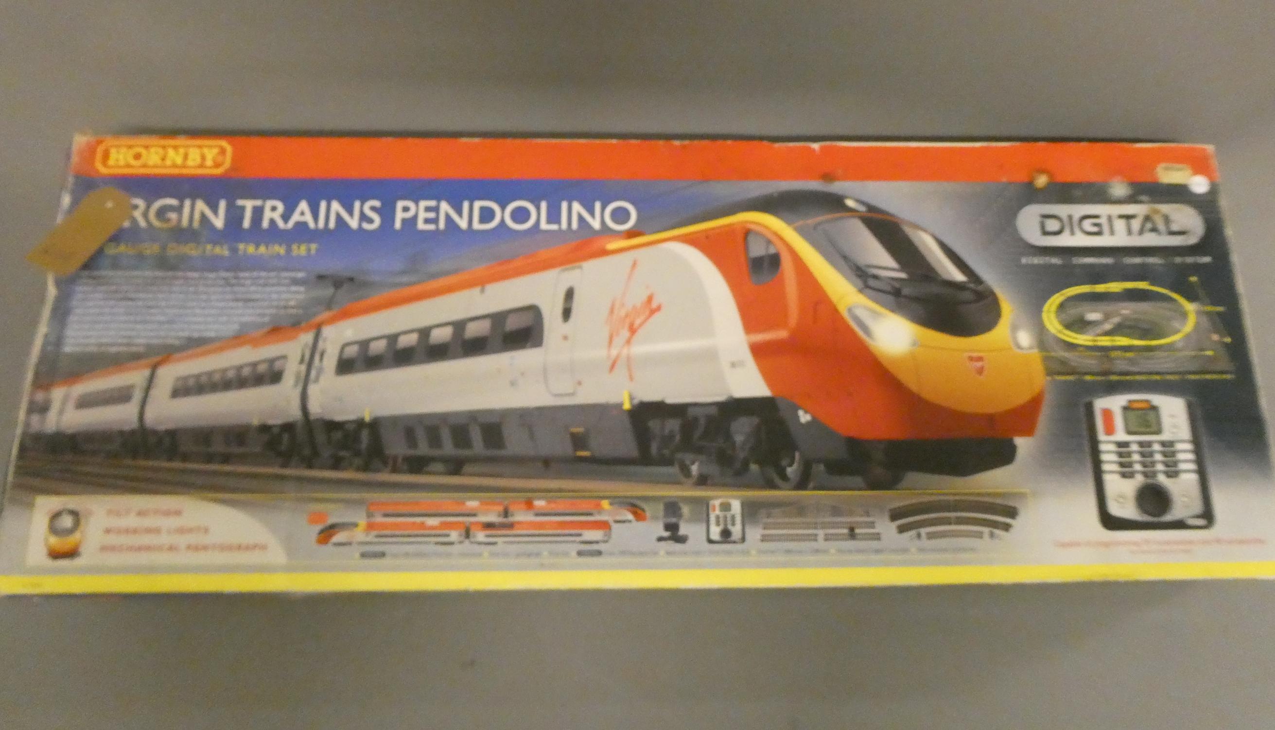 Hornby Virgin Pendolino digital train set, boxed, good to excellent (Est. plus 24% buyer's premium Image