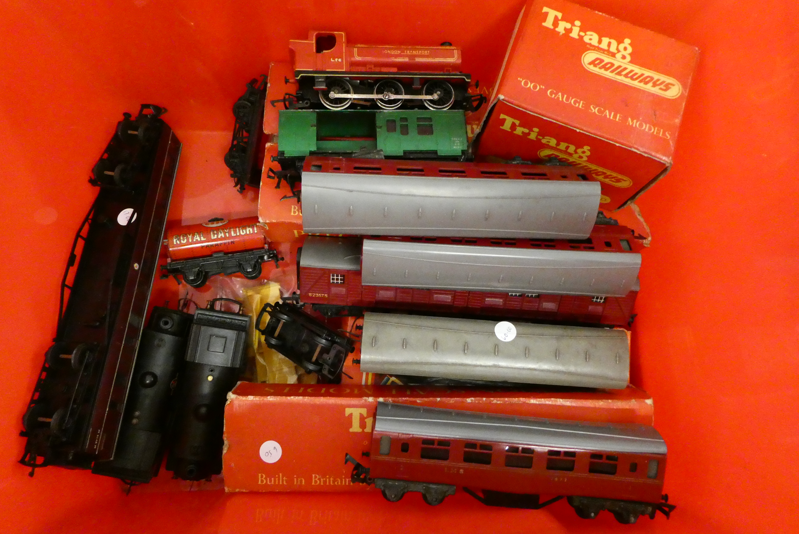 Playworn trains by Triang and Hornby including tank locomotive Image