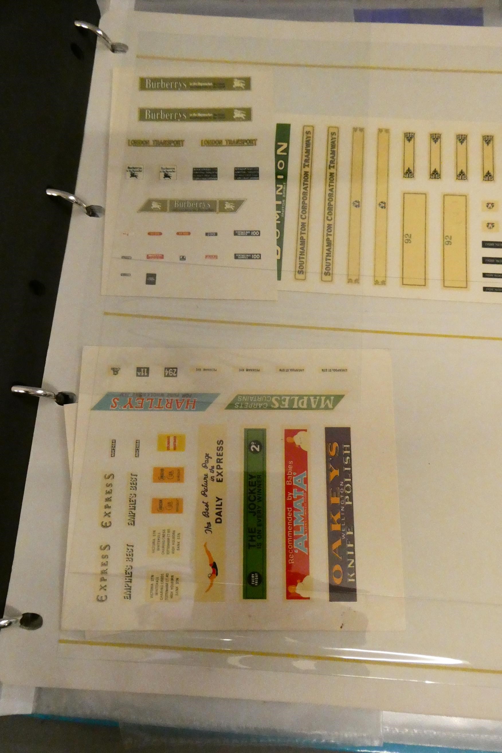 Model railway miniature advertising poster by Hornby and others, model aircraft transfers and other Image