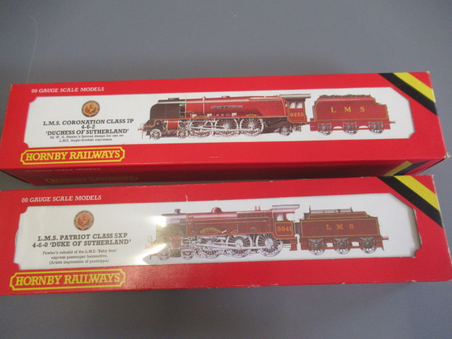 Hornby Margate LMS Duchess of Sutherland locomotive and LMS Patriot Class Duke of Sutherland, both Image