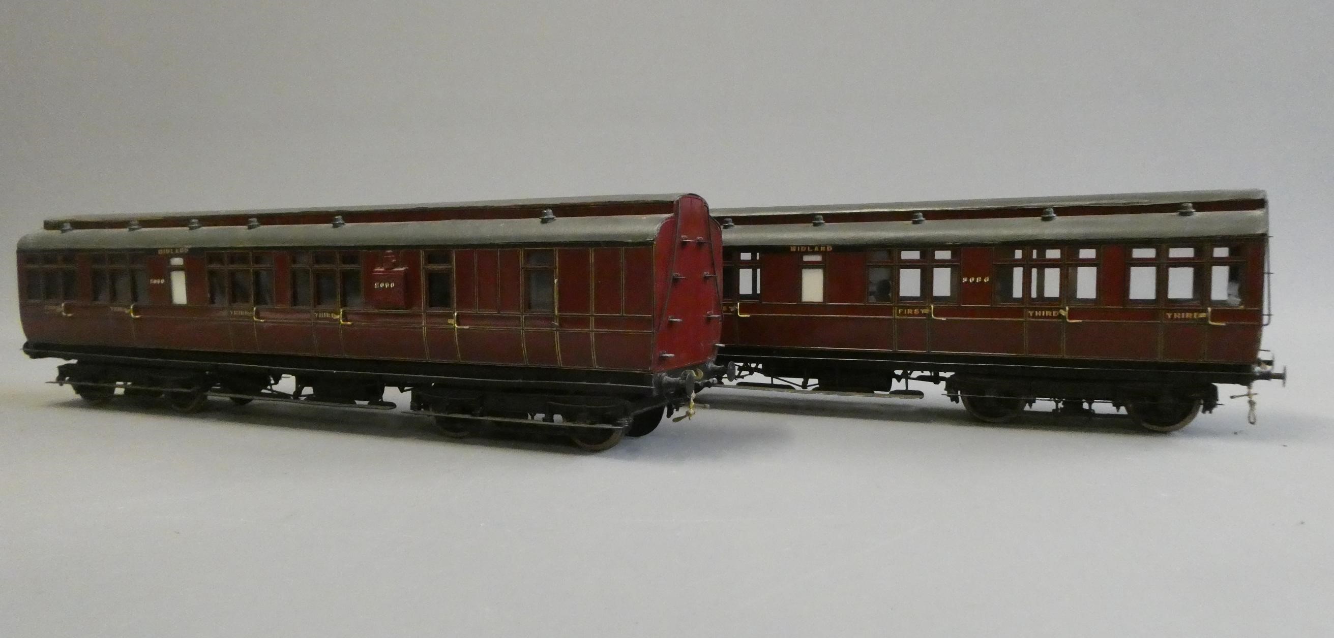 Two well-made and finished Midland Railway short wheelbase bogie coaches comprising first third and Image