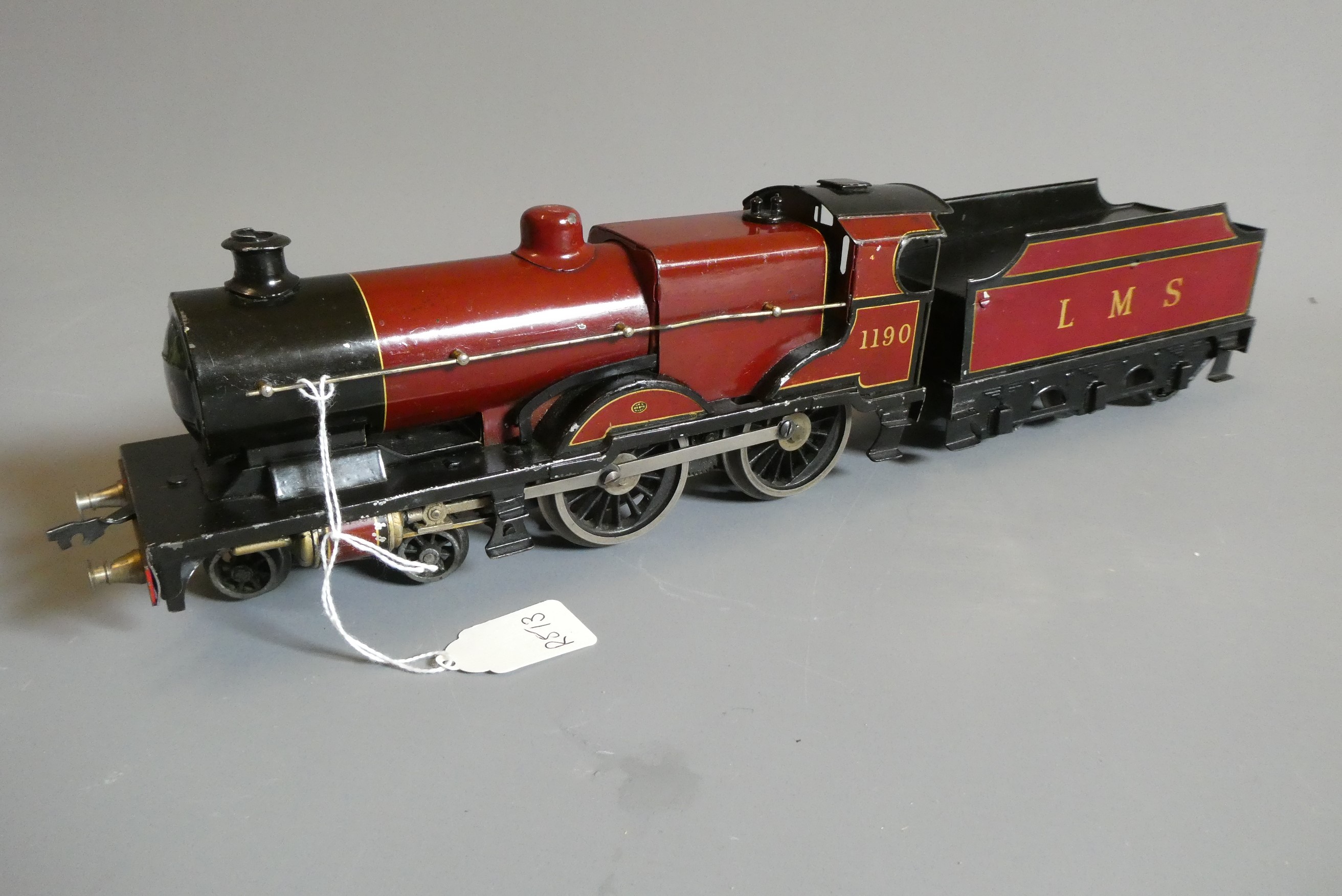 Bassett-Lowke 3-rail electric LMS compound finished in red, minor chips to paint, fair to good (Est. Image