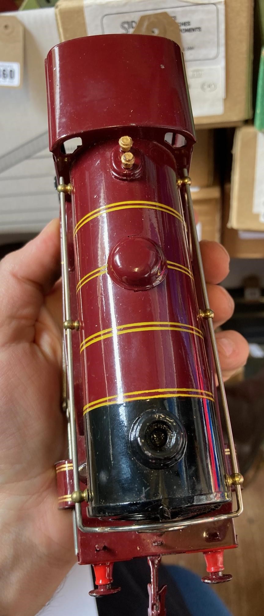 Hornby E120 locomotive and tender finished in LMS red, box good, model excellent (Est. plus 24% Image