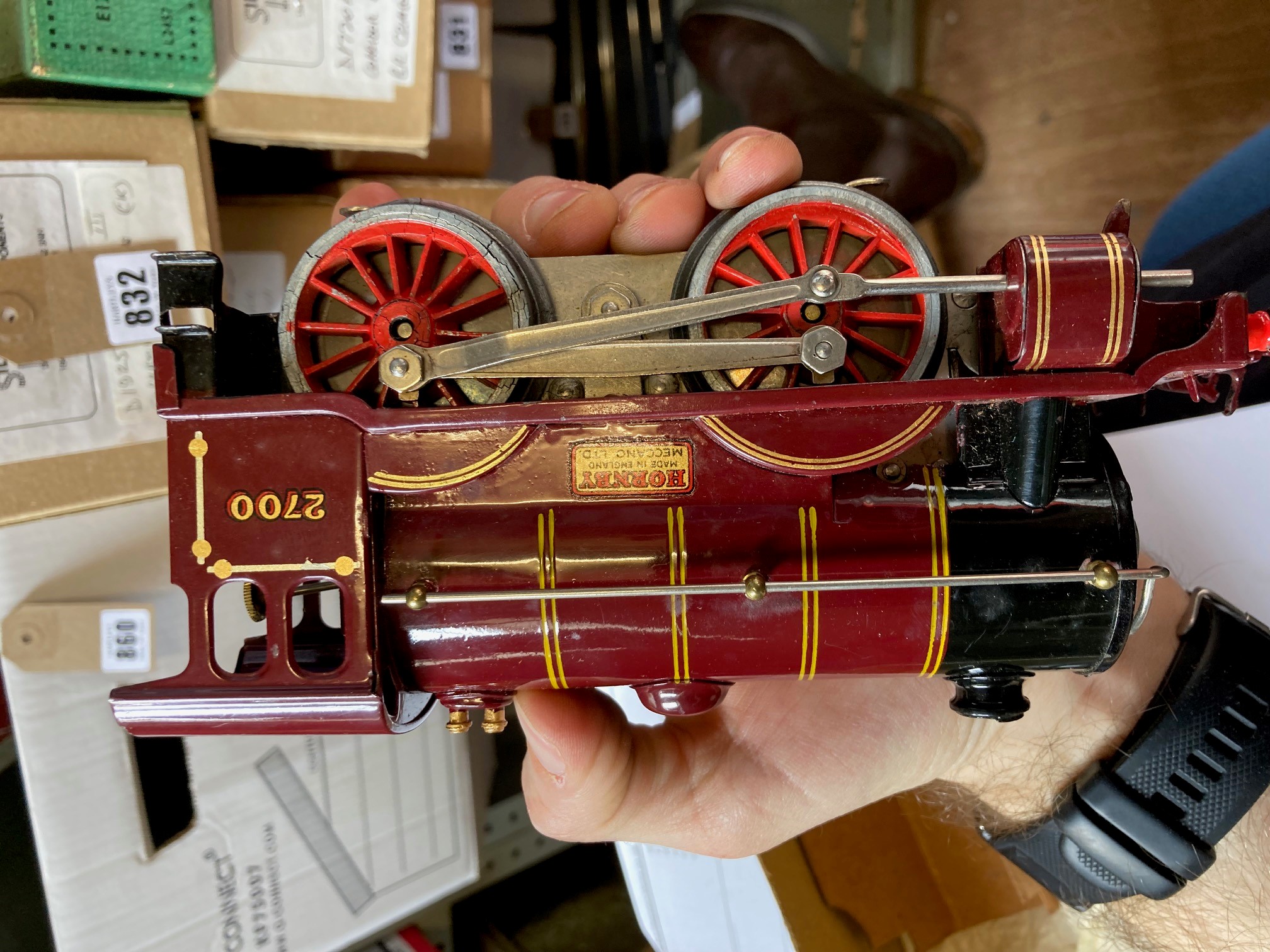 Hornby E120 locomotive and tender finished in LMS red, box good, model excellent (Est. plus 24% Image