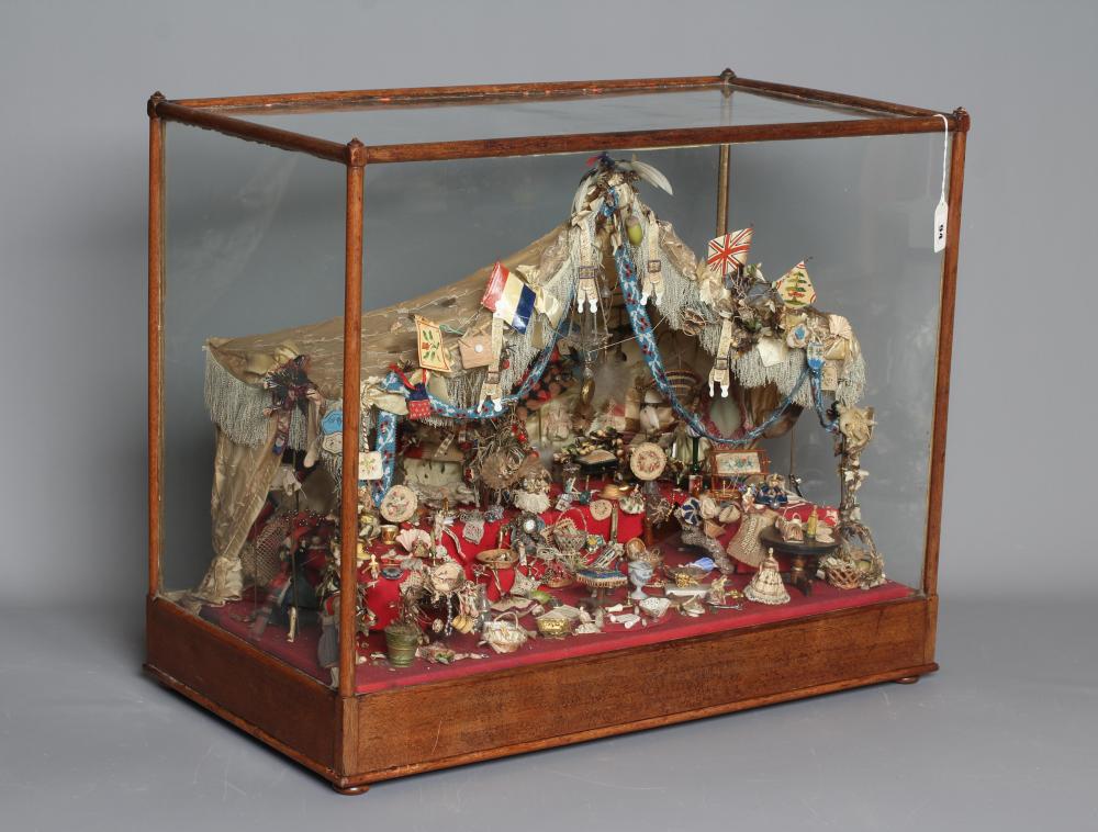 An antique glazed case sale stall diorama Image
