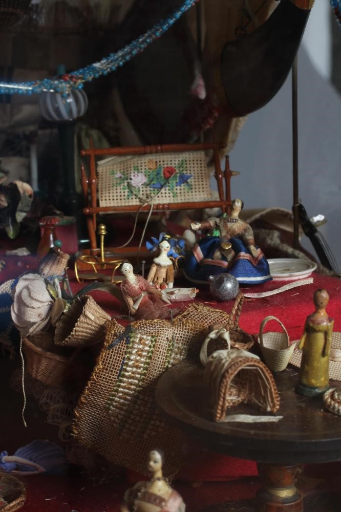 An antique glazed case sale stall diorama Image