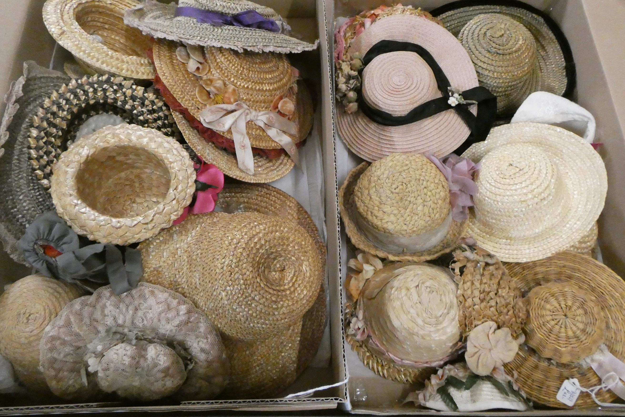 Four boxes of antique and later doll hats (Est. plus 24% buyer's premium inc. VAT) Image
