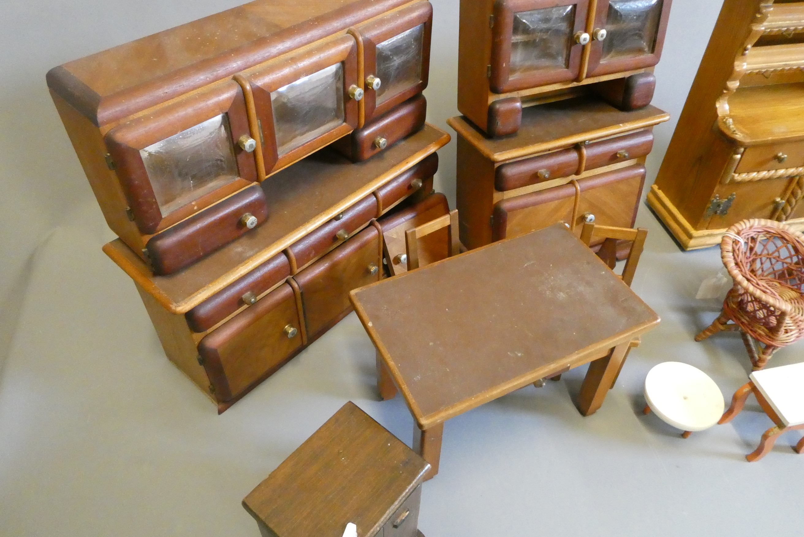 Three boxes of vintage doll's furniture Image