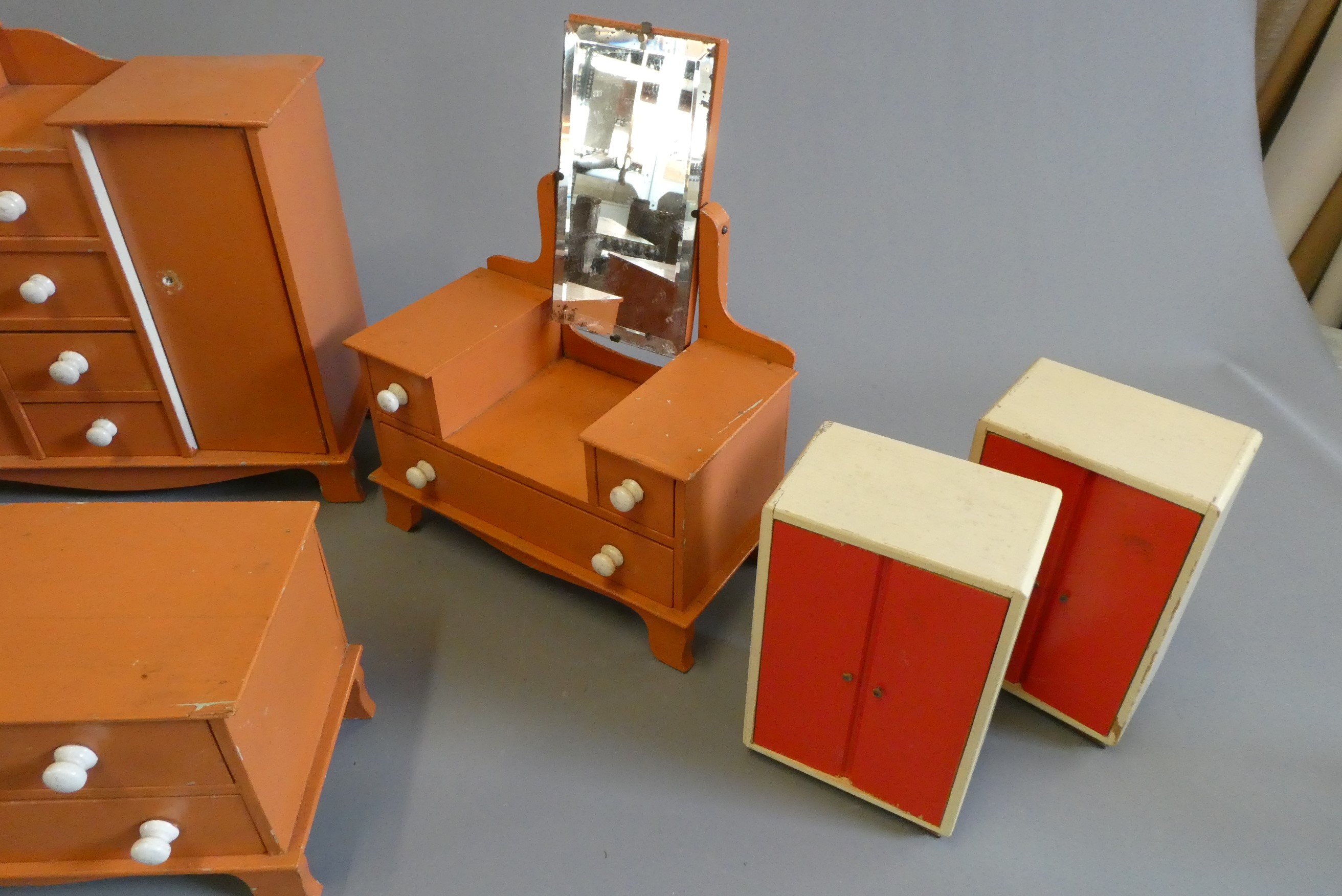 Three boxes of vintage doll's furniture Image