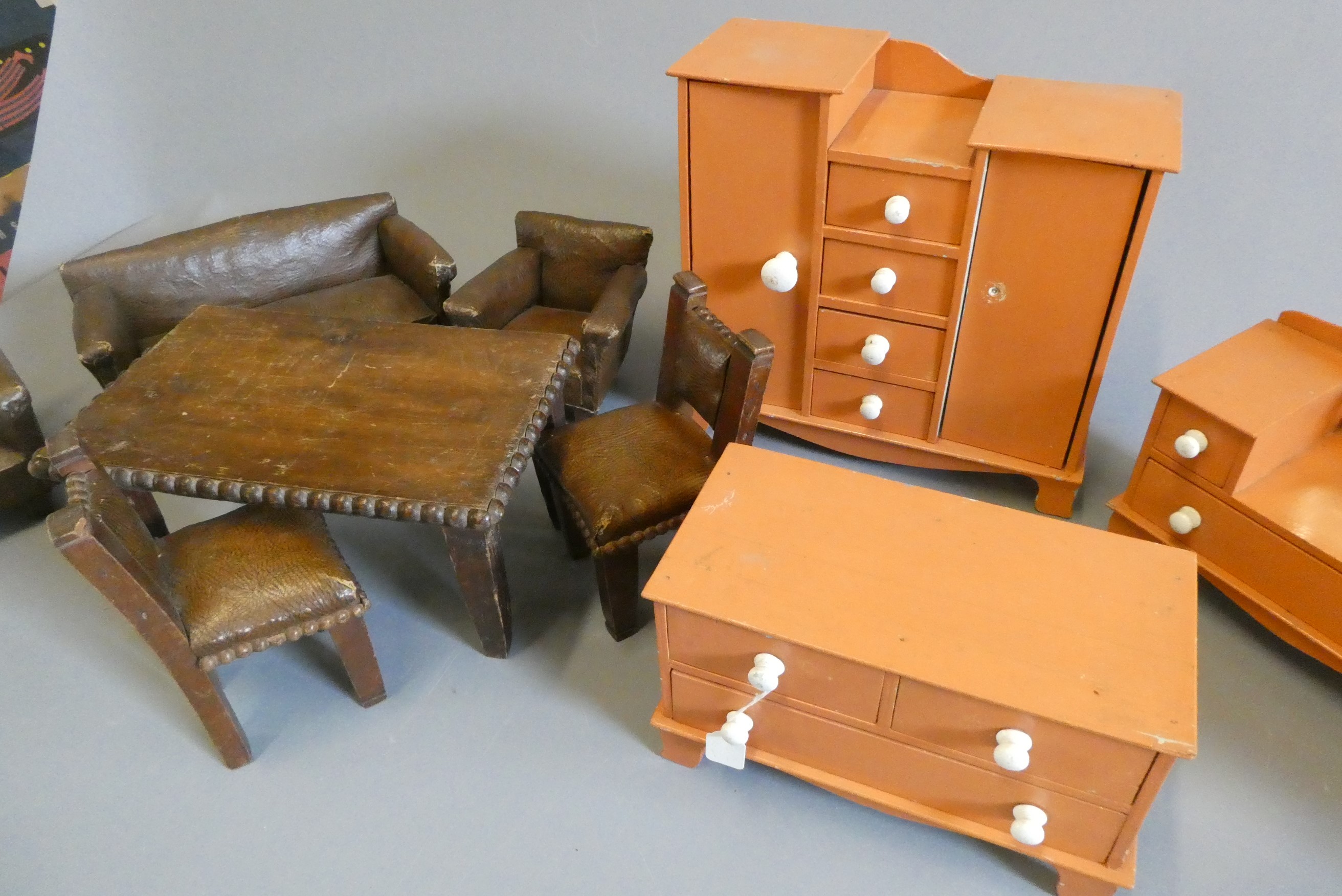 Three boxes of vintage doll's furniture Image