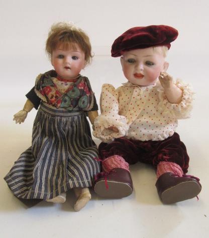 A J Walther & Sohn bisque head doll with blue glass sleeping eyes Image