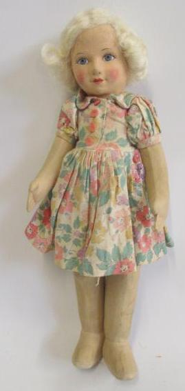 A Chad Valley Princess Elizabeth soft doll with painted face Image