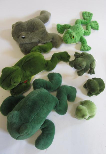 Seven various Frog soft toys Image
