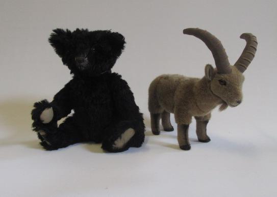 An Atlantic Bears teddy bear in black plush with cream felt pads Image