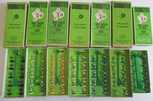 A Subbuteo Floodlighting Edition Table Soccer Set and seven boxed teams including Algeria Image