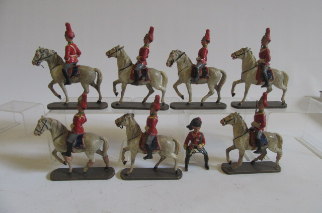 Seven composition mounted dragoon guards Image