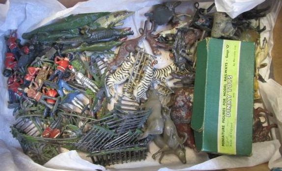 A quantity of lead zoo animals and figures by Britains and others Image