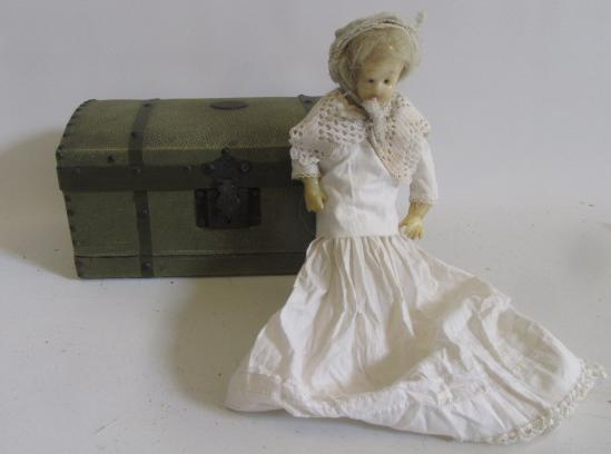 A wax lay figure with inset blue glass eyes Image