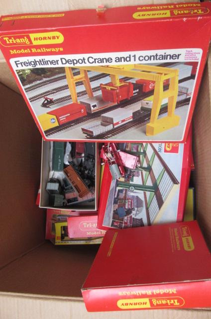 Triang and Hornby rolling stock and trackside accessories including goods and passenger coaches Image
