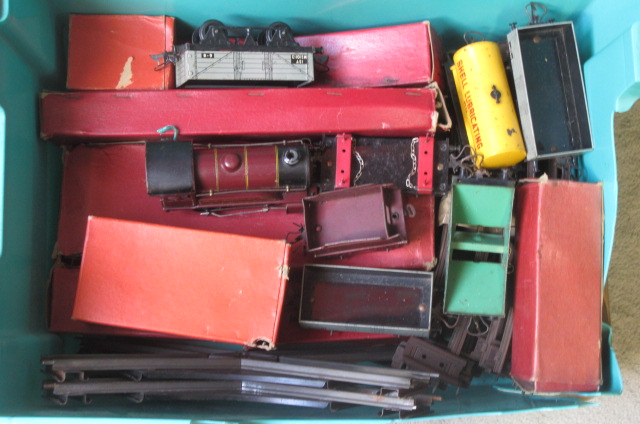 Playworn Hornby rolling stock with clockwork 501 locomotive Image