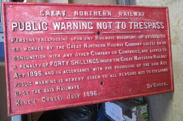 A G.N.R. cast iron notice "Public Warning Not to Trespass Image