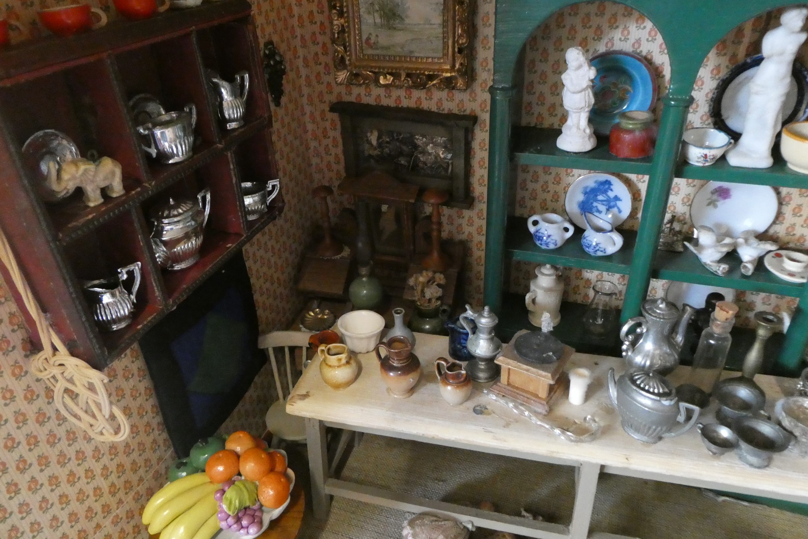 A doll's house and contents fitted as an antiques centre Image
