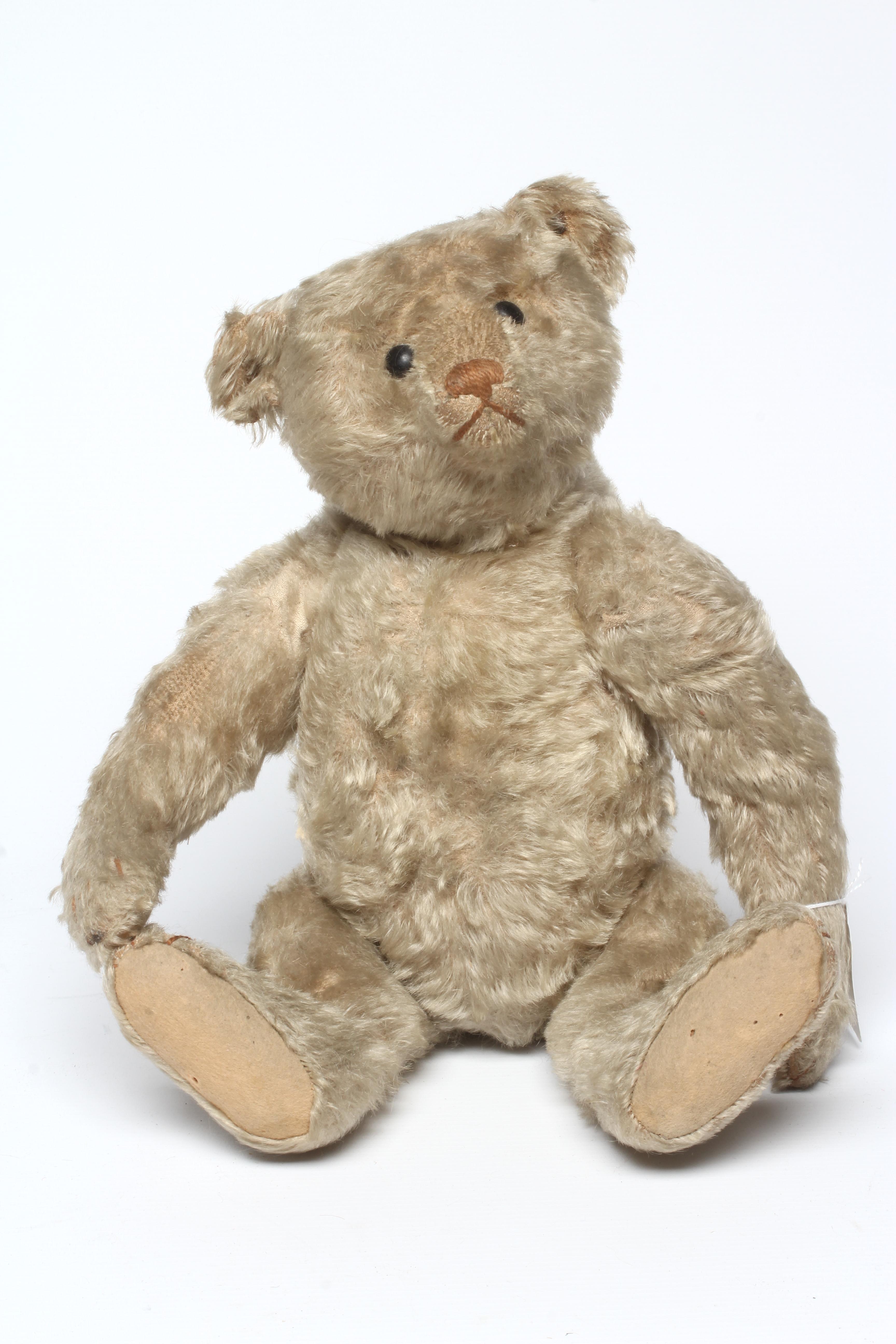 Rare Steiff white jointed teddy bear, with shoe button eyes, sewn nose, metal ear stud and felt Image